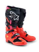 BOTA ALPINESTARS TECH 7 PRETO E ROSA FLUORESCENTE