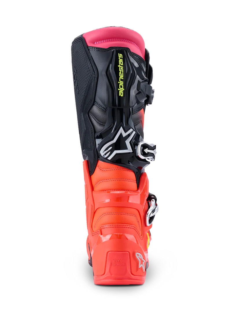 BOTA ALPINESTARS TECH 7 PRETO E ROSA FLUORESCENTE