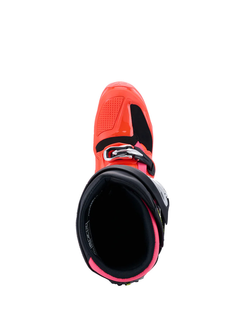 BOTA ALPINESTARS TECH 7 PRETO E ROSA FLUORESCENTE