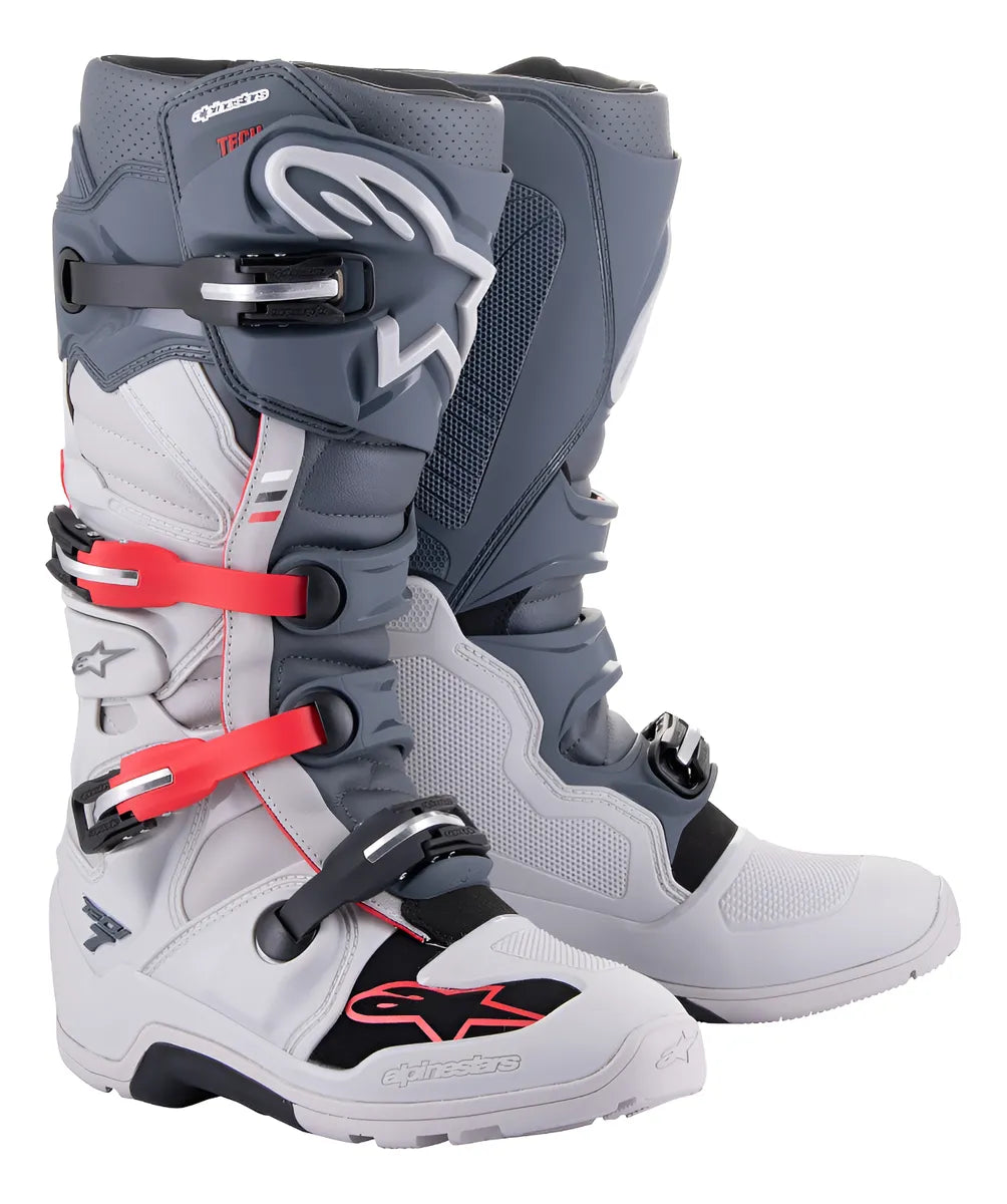 BOTA ALPINESTAR TECH 7 ENDURO CINZA E VERMELHA